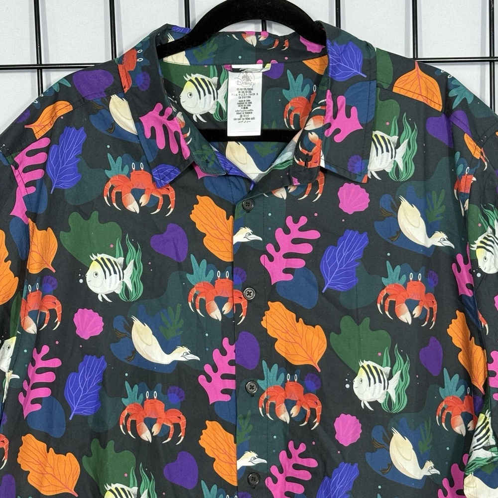 Disney The Little Mermaid Camp Shirt Mens XXL NEW Live Action Film Allover Print - Picture 3 of 11